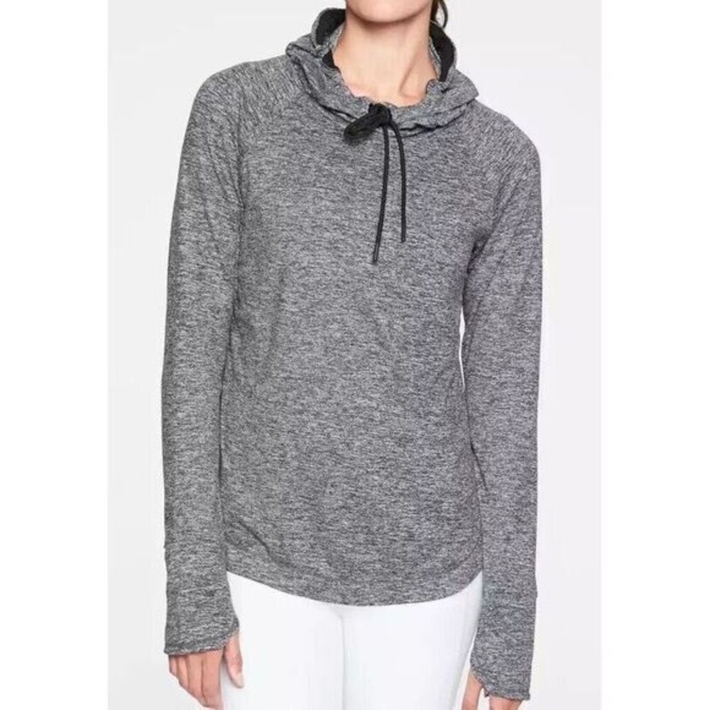 Athleta Women's Stretch Pullover Uptempo Hoodie‎ Sweatshirt Charcoal Gray XS
